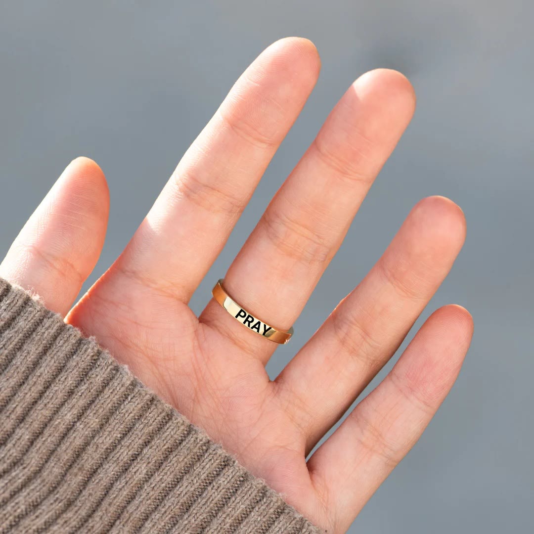 925 Silver JESUS and Cross Pray Ring