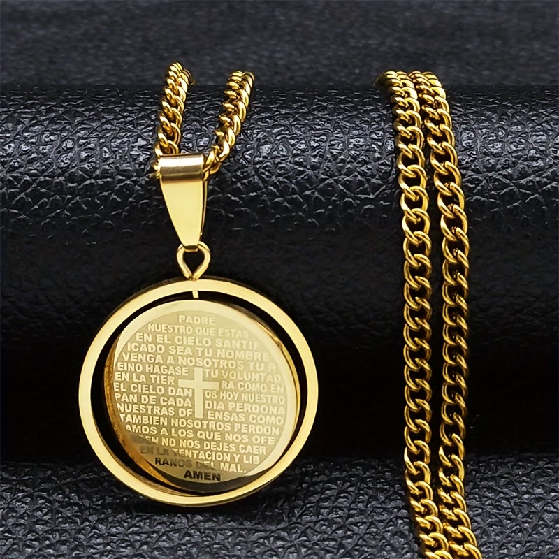 Lord's Prayer Rotating Pendant Necklace