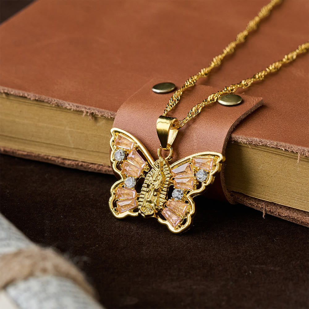 Spiritual Rebirth Butterfly Necklace with Our Lady Center