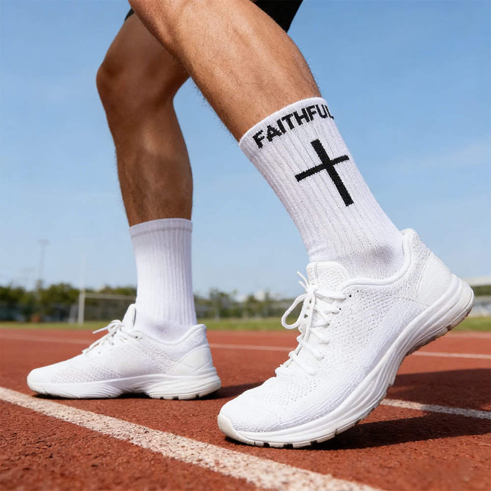 4-Color Faith-Print Anti-Slip Soccer Socks with Corinthians 5:7