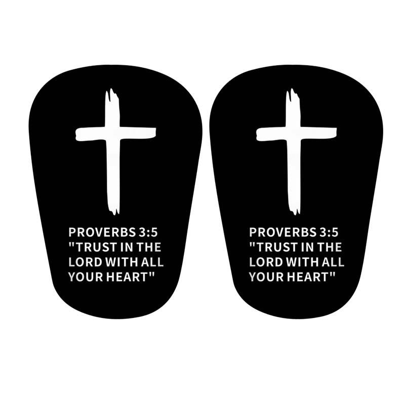 Proverbs 3:5 Cross Print Soccer Shin Pads with Fixed Belt