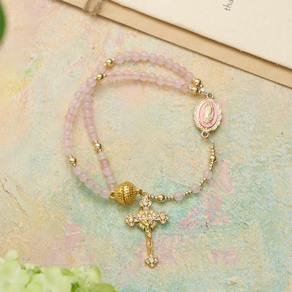 Magnetic Strawberry Agate Rosary Bracelet