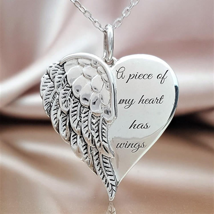 Half Heart Angel Wing Memorial Necklace