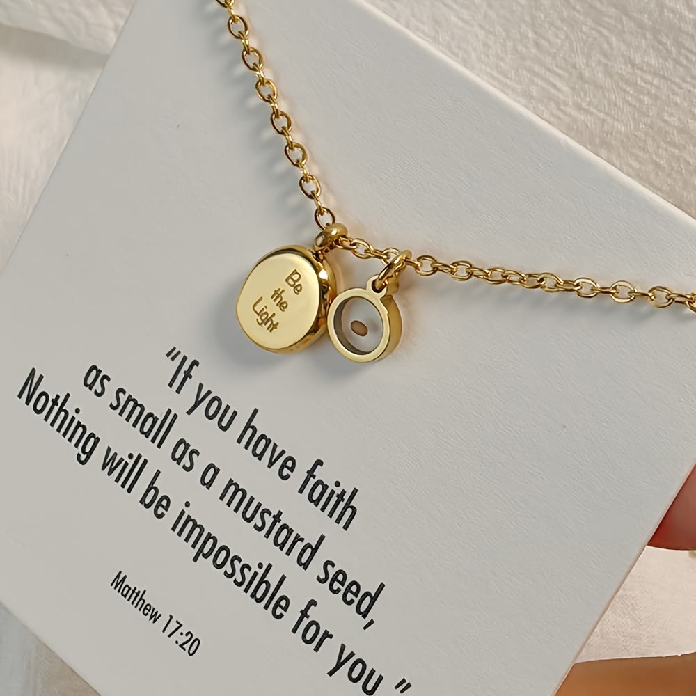 Mustard Seed Be The Light Scripture Necklace