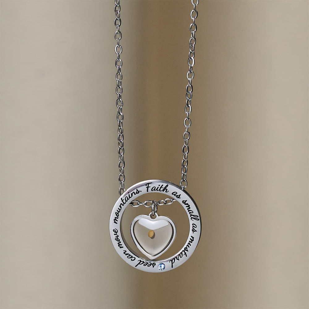 Mustard Seed Heart Circle Scripture Necklace