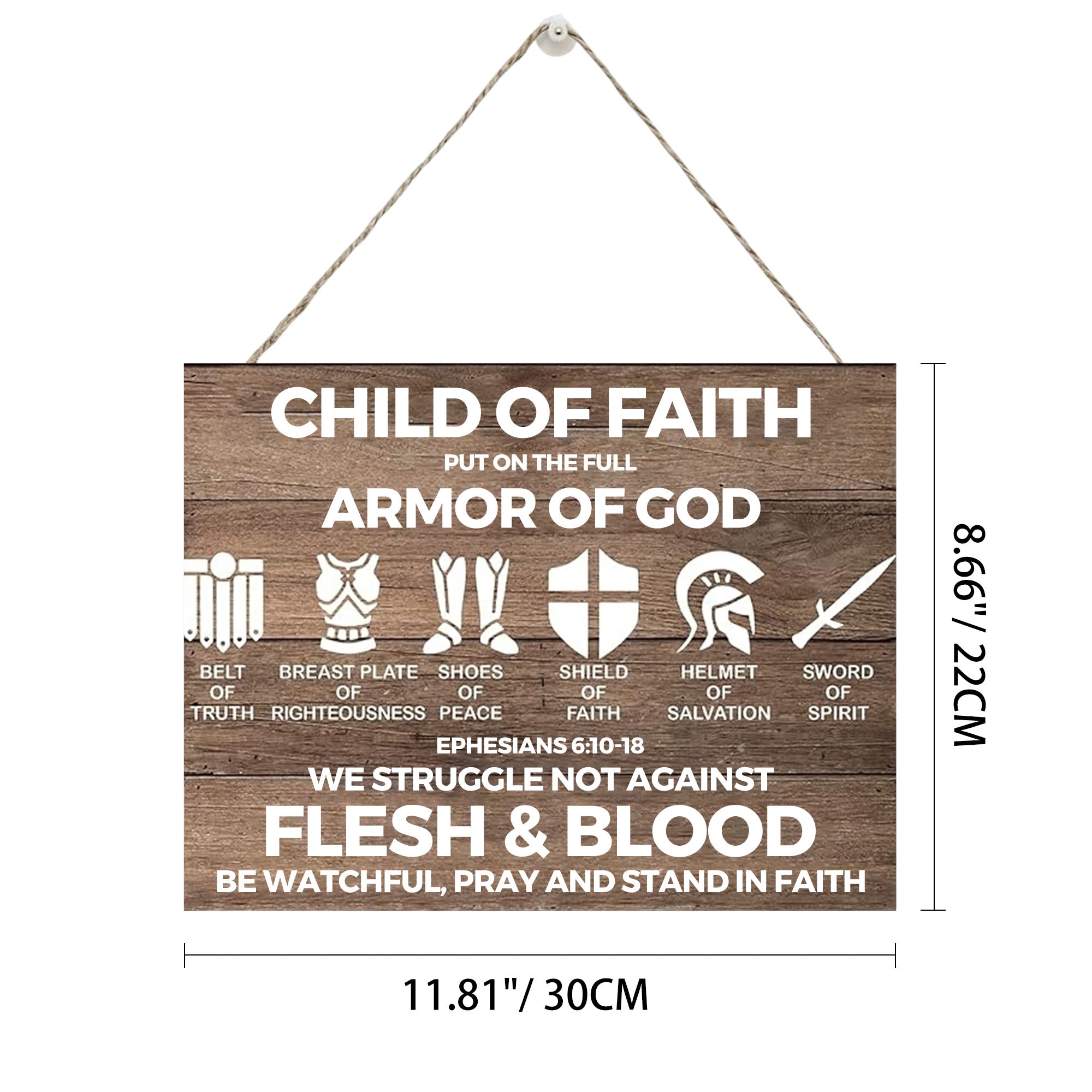Armor of God Ephesians 6:10-18 Rustic Wooden Wall Decor